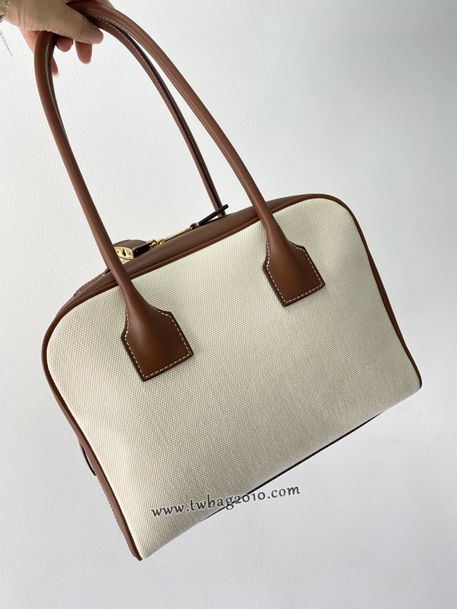 Burberry專門店新款女士帆布手提包 巴寶莉時裝秀款保齡球包Cube立方包 yxb1242